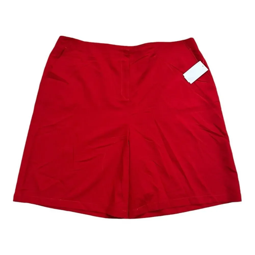 Misook Sunset Red Bermuda Wide Leg Shorts XL